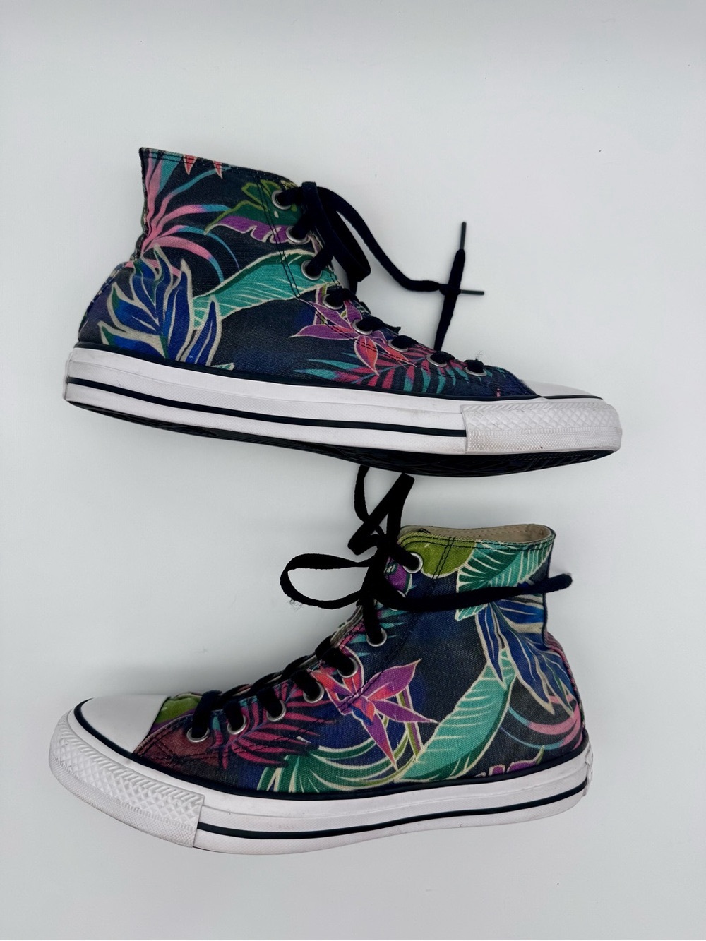 Converse Chuck Taylor High Top Tropical Floral Palm Sneakers Mens 8 Womens 10 - Picture 6 of 11